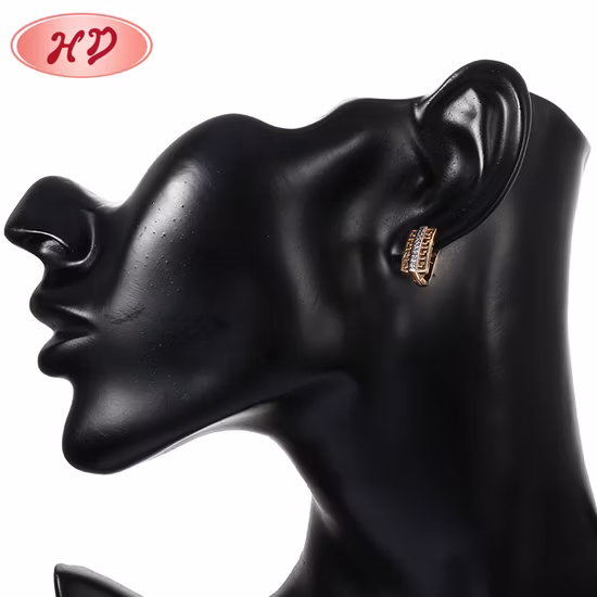 Modeschmuck 18 Karat vergoldete Silberlegierung Huggie Stud Drop Hoop CZ Ohrringe mit Kristall für Frauen