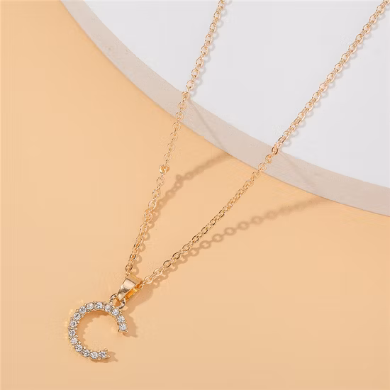 Modeschmuck vergoldete Legierung mit Zirkonia-Anhänger-Halskette Buchstabe a