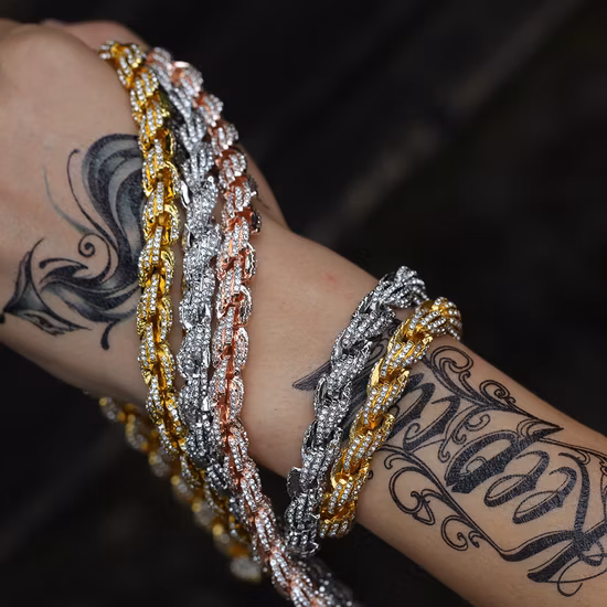 Western-Legierung Schmuck Twist Seil Kette 3 Farben Kuba Armbänder